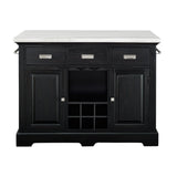 Steve Silver Aspen Kitchen Island Black | Hardwood, Marble Top, Wine Storage, French-Dovetail Drawers | 28