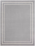 Nourison Essentials NRE02 Machine Made Power-loomed Narrow Border Indoor/Outdoor Contemporary Outdoor Rug Grey,Ivory, Grey Ivory 100% Polypropylene 99446148131