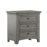 Homelegance By Top-Line Macie 3-Drawer Wood Modular Storage Nightstand with Charging Station Grey Wood