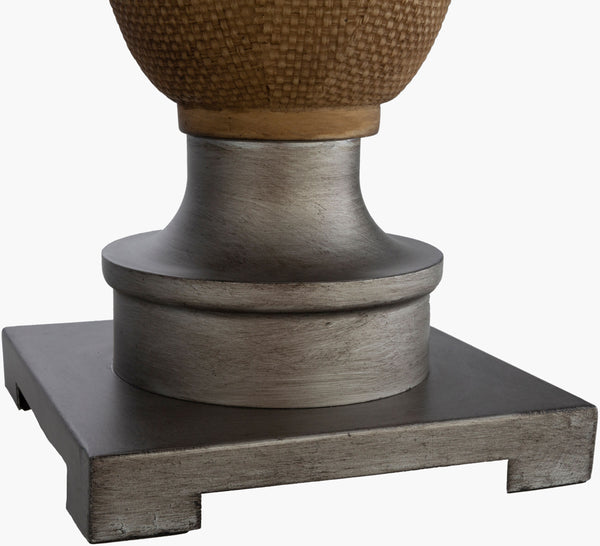 Surya Bizzy 32" Accent Table Lamp - Elegant Resin Design With Warm Ambient Light For Stylish Home Decor Body, Brown,Shade (Outside), Ivory,Shade (Inside), White,Finial, Metallic ,Silver,Harp, Metallic ,Nickel,Cord, Translucent Resin,Linen,Cotton,Iron Bzy-001