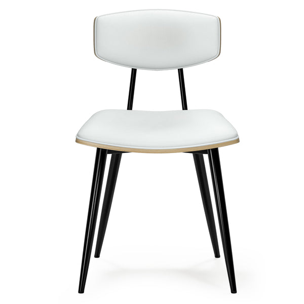 English Elm Mavis Vegan Leather Dining Chair Set of 2 with Solid Wood Backrest, Iron Frame, Mid-Century Comfort White B136P266923
