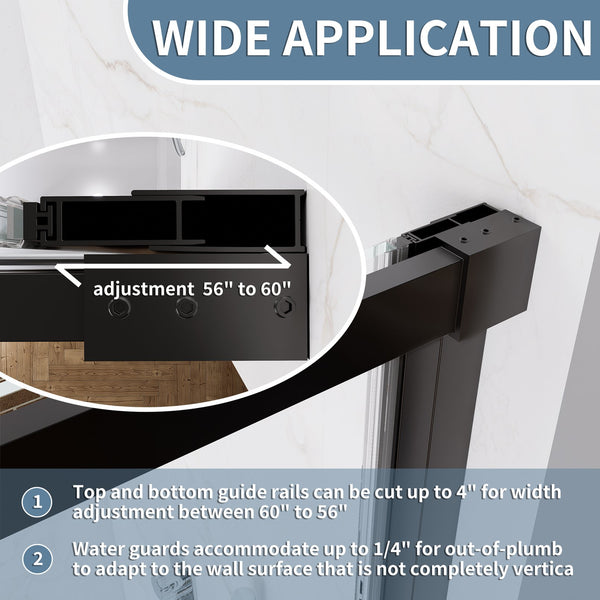 English Elm 44--48" Sliding Tempered Glass Shower Door Brushed Nickel Frameless Spa Bath W637P382565
