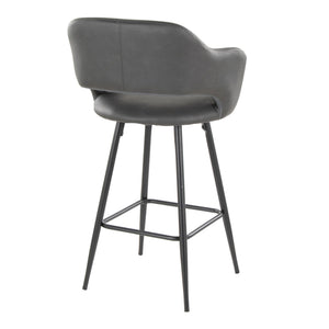 English Elm 26" Counter Stools Set of 2 Grey Faux Leather Urban Kitchen Island Seating B202S00359