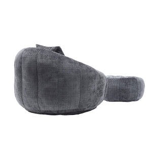 English Elm UNITED Cloud-Luxe Chenille Memory Foam Bean Bag Chair with Ottoman and Pillow for Ultimate Comfort Gray W1568P361697