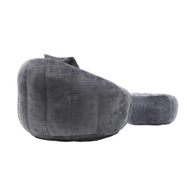 English Elm UNITED Cloud-Luxe Chenille Memory Foam Bean Bag Chair with Ottoman and Pillow for Ultimate Comfort Gray W1568P361697