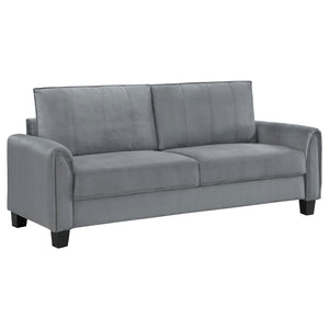 English Elm Dixon Grey Upholstered 2-Piece Sofa Set with Plush Cushions, Vertical Stitching & Tapered Legs — Modern Chic Comfort for Living Room (90) B062S01115