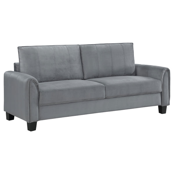 English Elm Dixon Grey Upholstered 2-Piece Sofa Set with Plush Cushions, Vertical Stitching & Tapered Legs — Modern Chic Comfort for Living Room (90) B062S01115