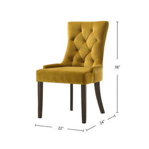 English Elm Set Of 2 Velvet Dining Chairs In Yellow & Espresso - Elegant Comfort With Timeless Style & Durability B016P315262-GIGA