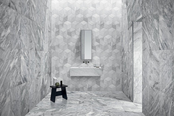 English Elm Hexagon Carrara Gray Marble Tile – Textured 3D Fluted Design For Luxurious Bathroom Walls & Backsplashes W1696P262339