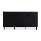 English Elm Aspen Vertical Tufted Headboard Platform Bed Set, King, Navy Blue Velvet