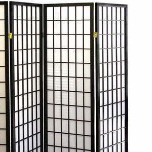 English Elm 70" Elegant Japanese-Style 4-Panel Room Divider - Black Finish Privacy Screen For Versatile Spaces B072115957