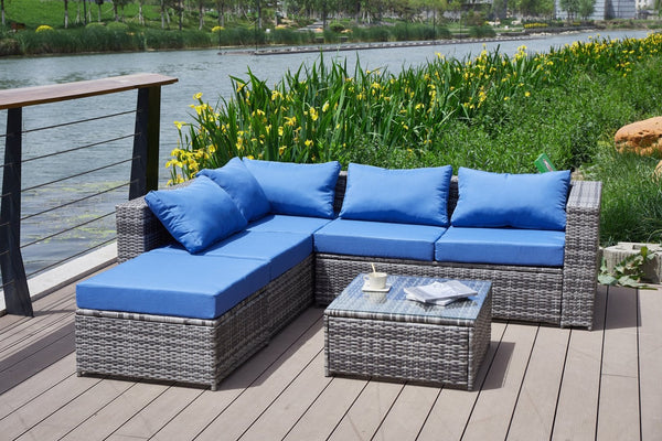 English Elm Patio Sofa With All-Weather Cushions For Stylish Outdoor Relaxation And Entertaining Spaces B205S00063-GIGA