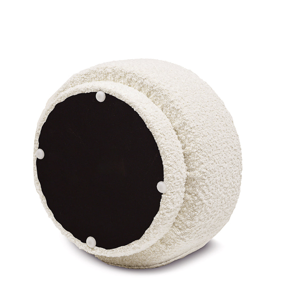 English Elm Jennifer Taylor Home - Fuji Cozy 15" Mushroom Footstool Ottoman in Ebony Bouclé Sherpa, Supportive Foam & Wood Frame (200 lb) White B2719P238426