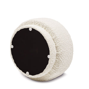 English Elm Jennifer Taylor Home - Fuji Cozy 15" Mushroom Footstool Ottoman in Ebony Bouclé Sherpa, Supportive Foam & Wood Frame (200 lb) White B2719P238426