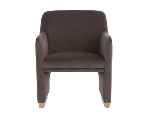 Sunpan Jaime Dining Armchair - Luxurious Gold Base, Moisture-Repellent Fabric, Perfect for Stylish Spaces Meg Ash