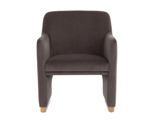 Sunpan Jaime Dining Armchair - Luxurious Gold Base, Moisture-Repellent Fabric, Perfect for Stylish Spaces Meg Ash