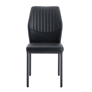 English Elm Luxury Pu Upholstered Dining Chair Set of 4 with Channel Stitching and Metal Legs W1512P494634