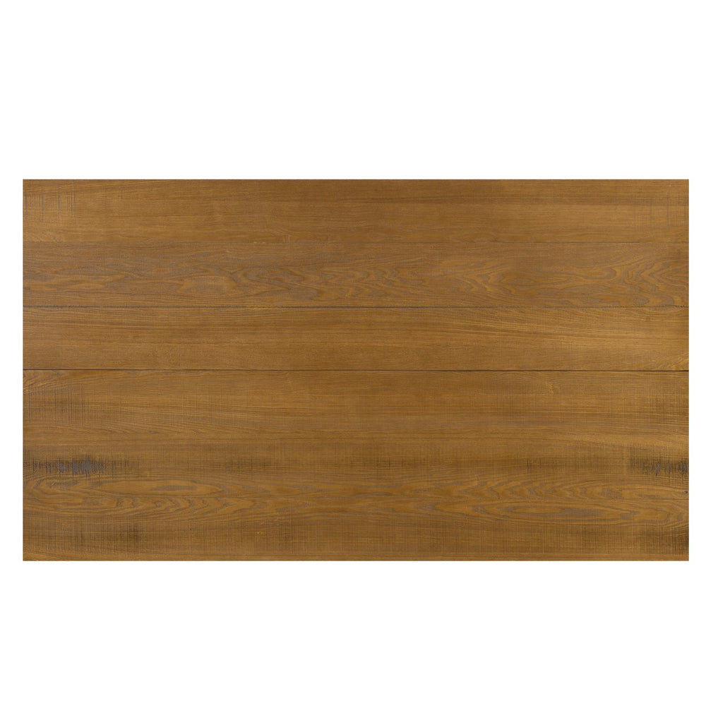 English Elm Christopher Knight Home® - X-shaped farmhouse dining table with thick 63" top, X-legs & powder-coated steel frame for six guests Brown N771P256935W