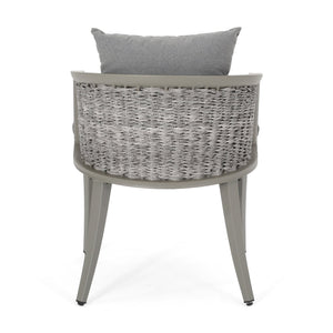 English Elm Christopher Knight Home® - PEBBLE Chair Gray PE Rattan Lounge with Iron Frame and Waterproof Cushion — Stylish Compact 30x18.6" 67847.00GRY