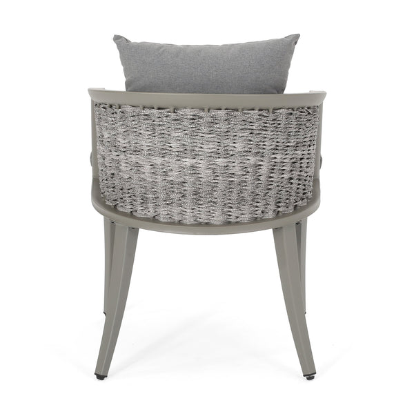 English Elm Christopher Knight Home® - PEBBLE Chair Gray PE Rattan Lounge with Iron Frame and Waterproof Cushion — Stylish Compact 30x18.6" 67847.00GRY