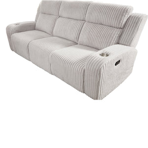 English Elm Recliner Sofa Set Corduroy Upholstered with Bluetooth Speaker and Wireless Charging Pad W3900S00014