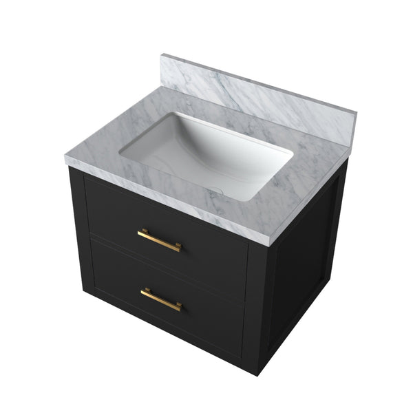 English Elm Black 24" Single Bath Vanity With Acrylic Top – Compact Design, Soft-Close Features, Fully Assembled B2731P257902