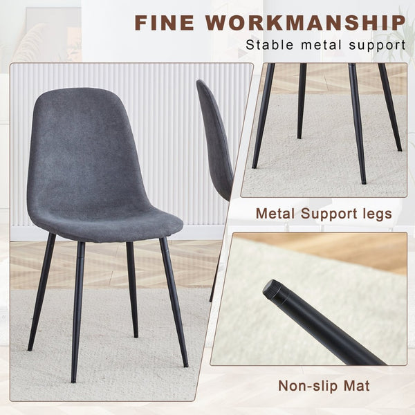 English Elm Table Multifunctional Lift Set With Walnut Finish And 4 Dark Gray Linen Chairs For Modern Living W1151S03785-GIGA