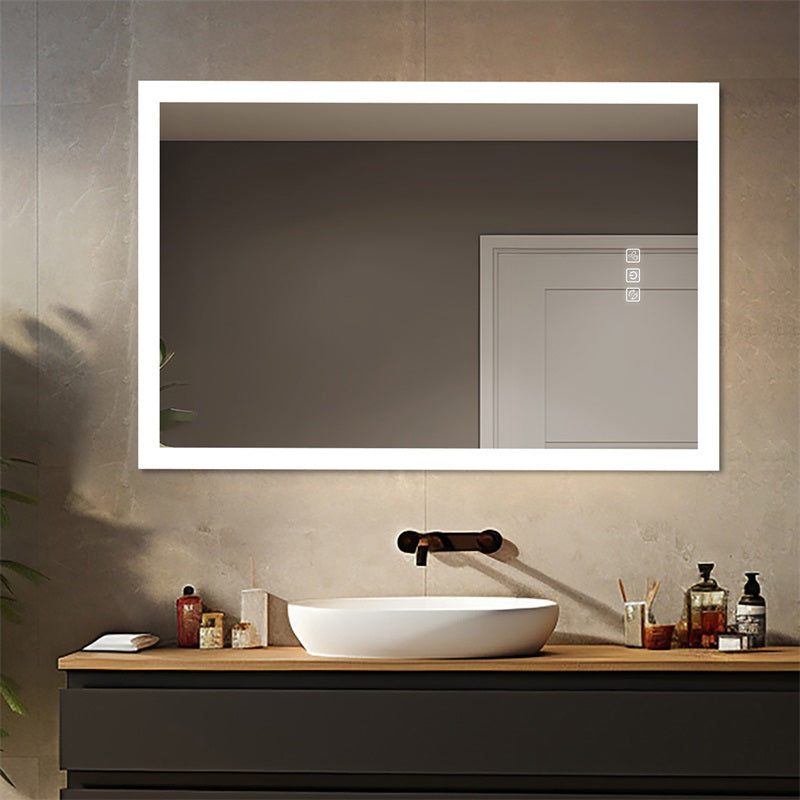 English Elm 48" LED Bathroom Mirror with IP65 Defogger, 3-Color Dimmable 3000–6000K, Anti-Corrosion Frame T3177P296172