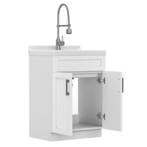 English Elm Hennessy Shaker Style Laundry Sink Cabinet with Deep Abs Basin and Nickel Hardware B136P427207
