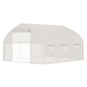English Elm Outsunny Walk-in Tunnel Greenhouse Steel Frame Pe Cover Ventilated Garden Hot House W2225P217793