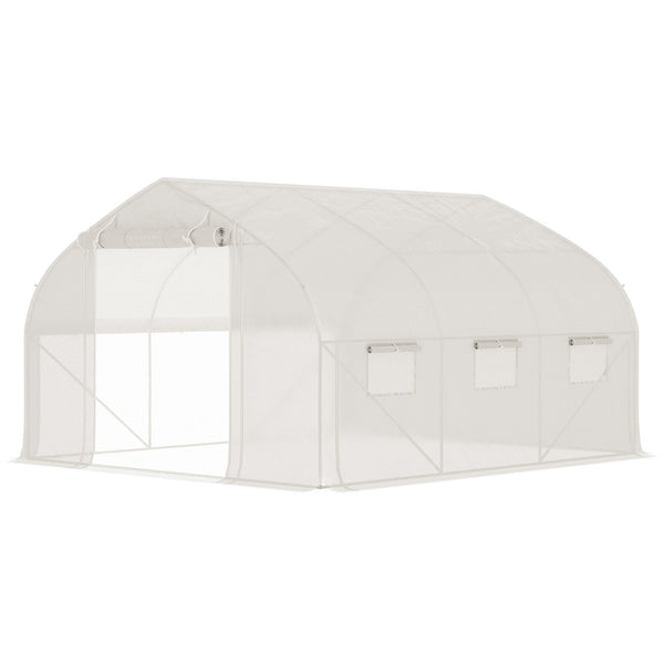English Elm Outsunny Walk-in Tunnel Greenhouse Steel Frame Pe Cover Ventilated Garden Hot House W2225P217793