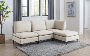 English Elm Linen Upholstered Modular Sectional Sofa with Black Metal Legs for Modern Living Almond B2748S00095