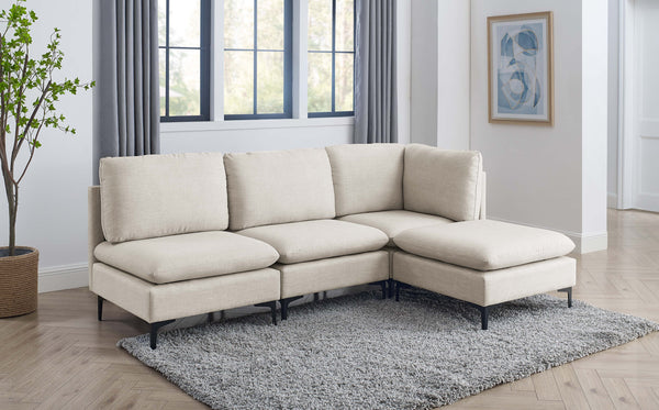 English Elm Linen Upholstered Modular Sectional Sofa with Black Metal Legs for Modern Living Almond B2748S00095