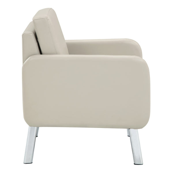 OSP Home Furnishings Lounge Chair with Faux Leather Upholstery and Chrome Legs for Reception or Waiting Areas Chair Cream SL5601-PD28