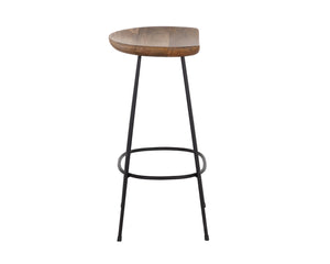 Sunpan Indra Counter Stool - Elegant Coastal Design with Solid Mango Wood Seat & Sturdy Black Iron Frame