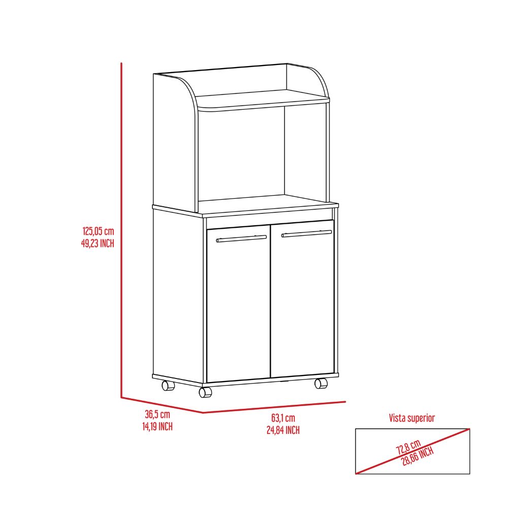 English Elm Kitchen Island with Spacious Countertop and 3 Open Shelves for Stylish Cooking and Extra Storage White 33.07 L x 30.7 W x 5.51 H B097133071