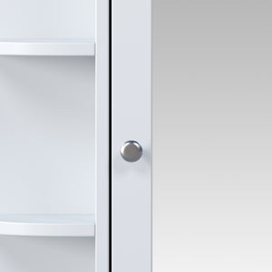 English Elm Bathroom Wall Cabinet with Mirror Door Open Shelving and Adjustable Interior Storage White N817P375228W