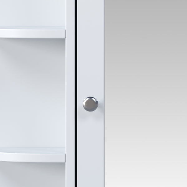 English Elm Bathroom Wall Cabinet with Mirror Door Open Shelving and Adjustable Interior Storage White N817P375228W