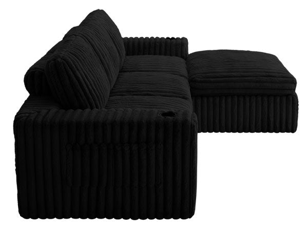 English Elm L Shaped Modular Corduroy Sectional Sofa Foam Coil Support Space Saving Living Room W1825P405161