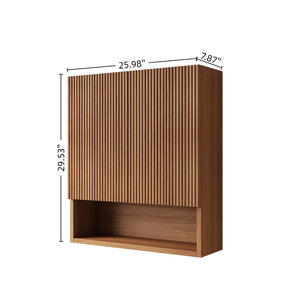 English Elm Tobi Oak Woodgrain Wall Mounted Bathroom Cabinet with Soft Close Doors Open Shelf W2615P376538