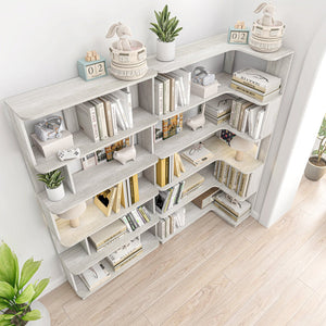 English Elm 90 Cm Modular Corner Bookcase Set of 2 Flexible Display Shelving for Home Office W2899S00015