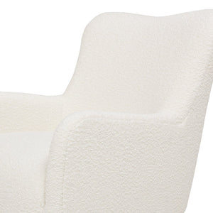 English Elm Jennifer Taylor Home - Nimbus 27.5" Curved Accent Chair Ivory Bouclé — Cozy Faux Sheepskin Upholstery, Tapered Wood Legs B2719P238256