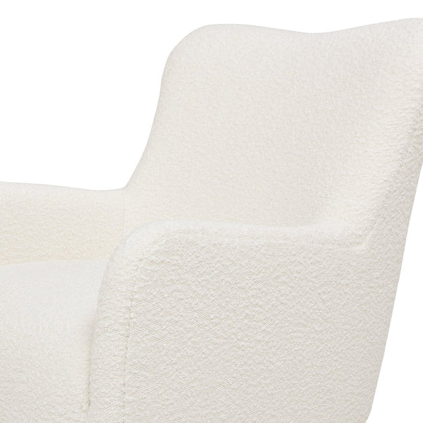 English Elm Jennifer Taylor Home - Nimbus 27.5" Curved Accent Chair Ivory Bouclé — Cozy Faux Sheepskin Upholstery, Tapered Wood Legs B2719P238256