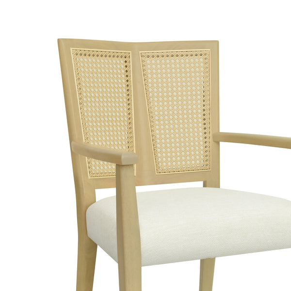 English Elm Christopher Knight Home® - ARM Mid-Century Dining Chair with Rattan Back & Upholstered Foam Seat, Solid Rubberwood Frame Beige,Natural Ash N771P254005A