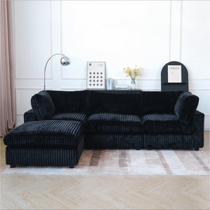 English Elm Pixel Modern Modular Sofa - Stylish L-Shaped Corduroy Sectional For Cozy Living Room Comfort B341S00033-GIGA