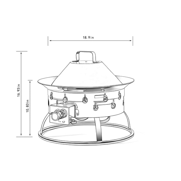 English Elm 19" Portable Propane Fire Pit 50000 BTU Stainless Burner Lava Rocks Electronic Ignition Black W853P202205