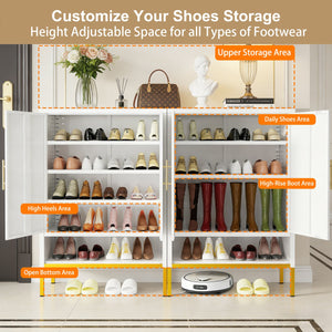 English Elm 40'' Slim Steel Shoe Cabinet 7 Tier Adjustable Shelving Narrow Entryway Organizer W3387P306353