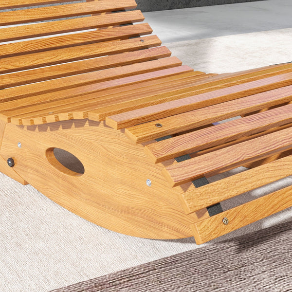English Elm Outsunny Outdoor Ergonomic Wood Rocker with S Curve High Back Slatted Patio Seat W2225P174331
