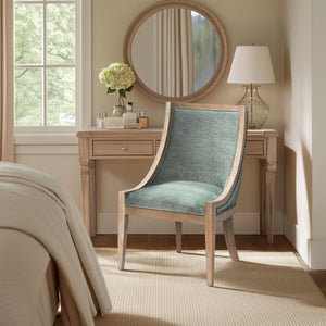 JLA Home Martha Stewart - Upholstered Swoop-Arm Dining Chair with Nailhead Trim, Solid Rubberwood Frame & Plush Support Soft Green MT108-0158