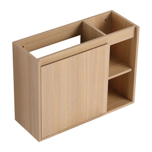 English Elm 26'' Wall-Mounted Bathroom Vanity with Glossy White Ceramic Sink, Soft-Close Door & Waterproof Finish Oak W999P310771